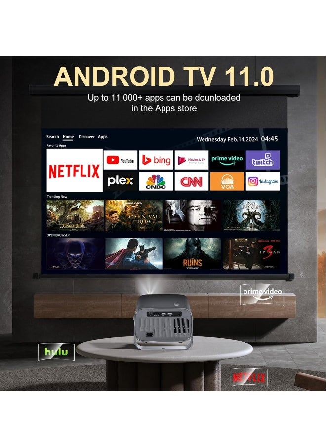 AL RAID - Projector [ Android 11.0/Electric focus] with WiFi 6 and Auto keystone,15000lumens Movie Projector,Full HD 1080P Supported 360° Angle adjustment Video Projector,home theater A10 PLUS - Image 1