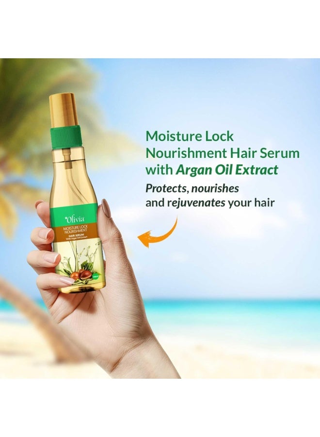 Olivia Moisture Lock Nourishment Hair Serum With Argan Oil Extract Smooth, For Smooth, Frizz-Free, Shiny & Tangle Free Hair - 100Ml - Image 2