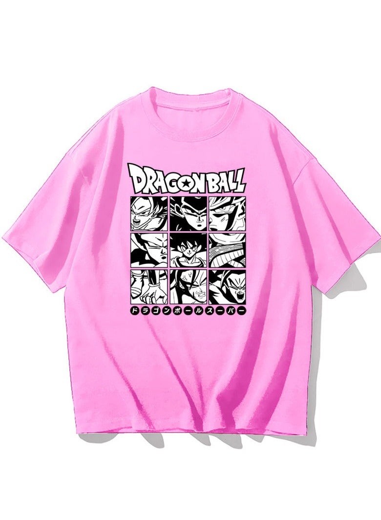 KUYING Black And White Dragon Ball Nine Palace Grid Casual Round Neck Short Sleeved Shirt  - Image 1