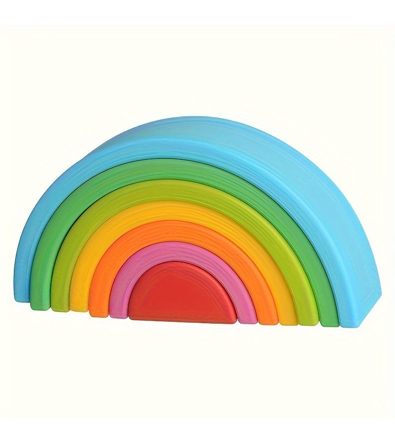 Rainbow Stacking Toy Main Pink Food Grade Building Blocks Educational Game for Kids - Image 3