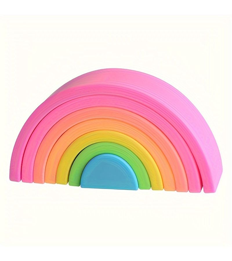 Rainbow Stacking Toy Main Pink Food Grade Building Blocks Educational Game for Kids - Image 2