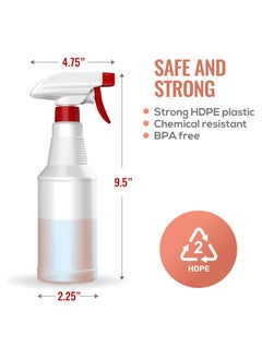 Oasisgalore Spray Bottles (4 Pack,16 Oz), Refillable Empty Spray Bottles for Cleaning Solutions, Hair Spray, Watering Plants, Superior Flex Nozzles, Squirt, Mist Sprayer, Bleach/Vinegar/Rubbing Alcohol Safe  - Image 4