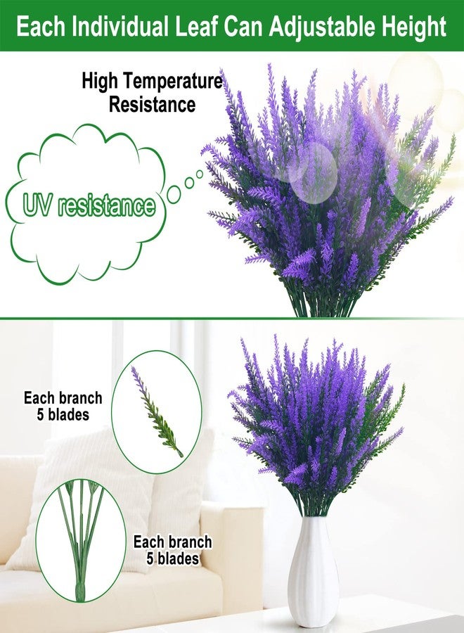 Aufind 24 Bundles Artificial Lavender, Outdoor Indoor UV Resistant Fake Faux Plant No Fade Plastic Greenery Shrubs Garden Porch Window Box Decorating Purple - Image 5