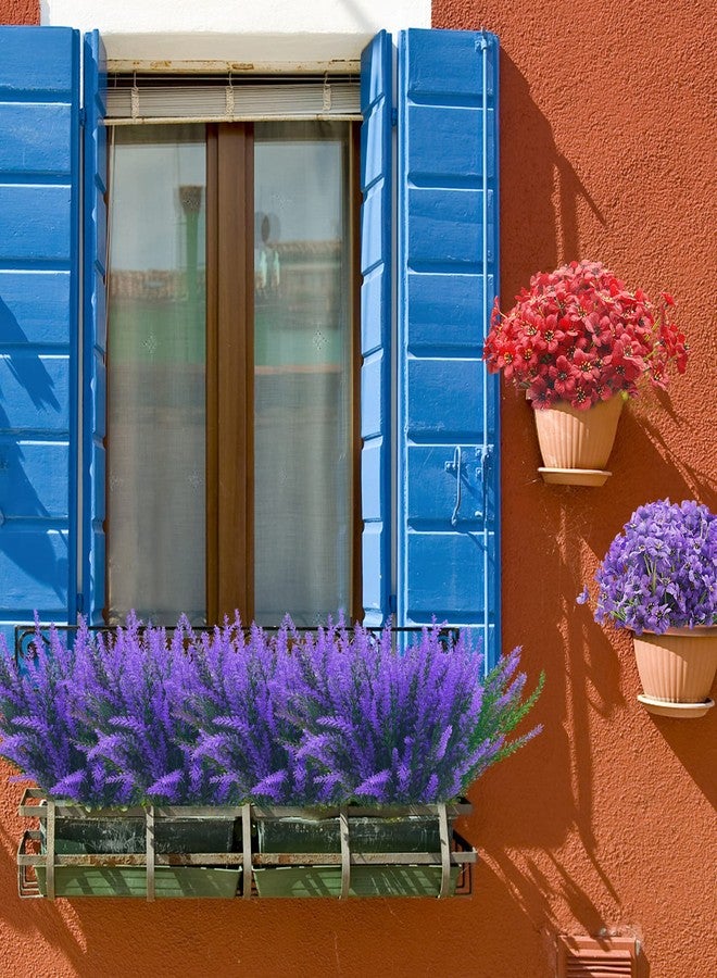 Aufind 24 Bundles Artificial Lavender, Outdoor Indoor UV Resistant Fake Faux Plant No Fade Plastic Greenery Shrubs Garden Porch Window Box Decorating Purple - Image 2
