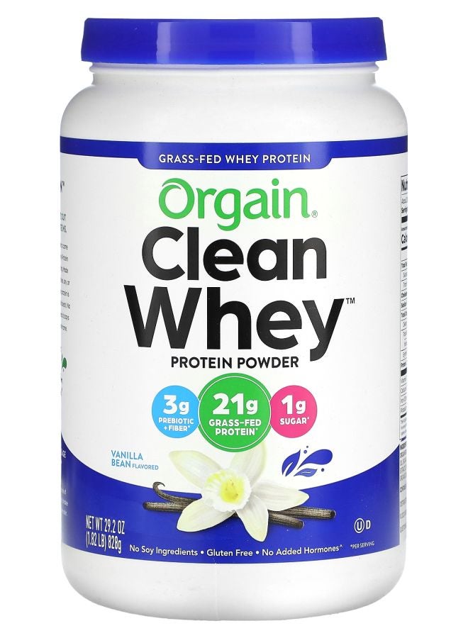 Orgain Grass-Fed Whey Protein Clean Whey Protein Powder Vanilla Bean 1.82 lbs (828 g)