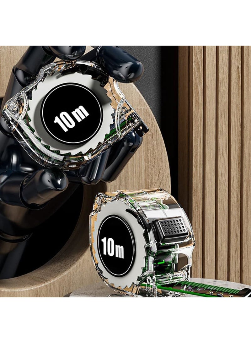 SYOSI 10M Tape Measure, High Precision Digital Ruler for Woodworking, Waterproof and Durable, Self-Locking with Fluorescent Coating for Easy Readability, Perfect for DIY and Construction Projects (Black) - Image 2