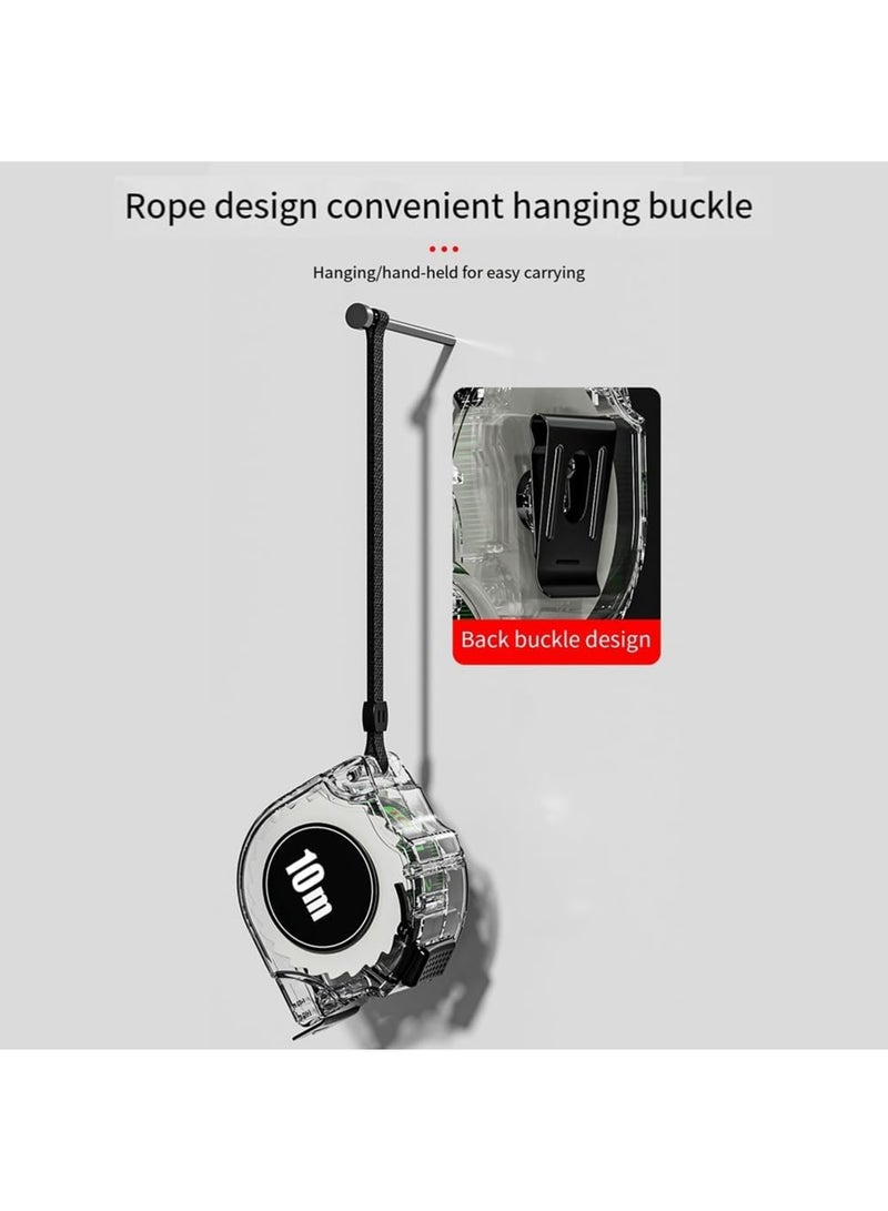 SYOSI 10M Tape Measure, High Precision Digital Ruler for Woodworking, Waterproof and Durable, Self-Locking with Fluorescent Coating for Easy Readability, Perfect for DIY and Construction Projects (Black) - Image 3