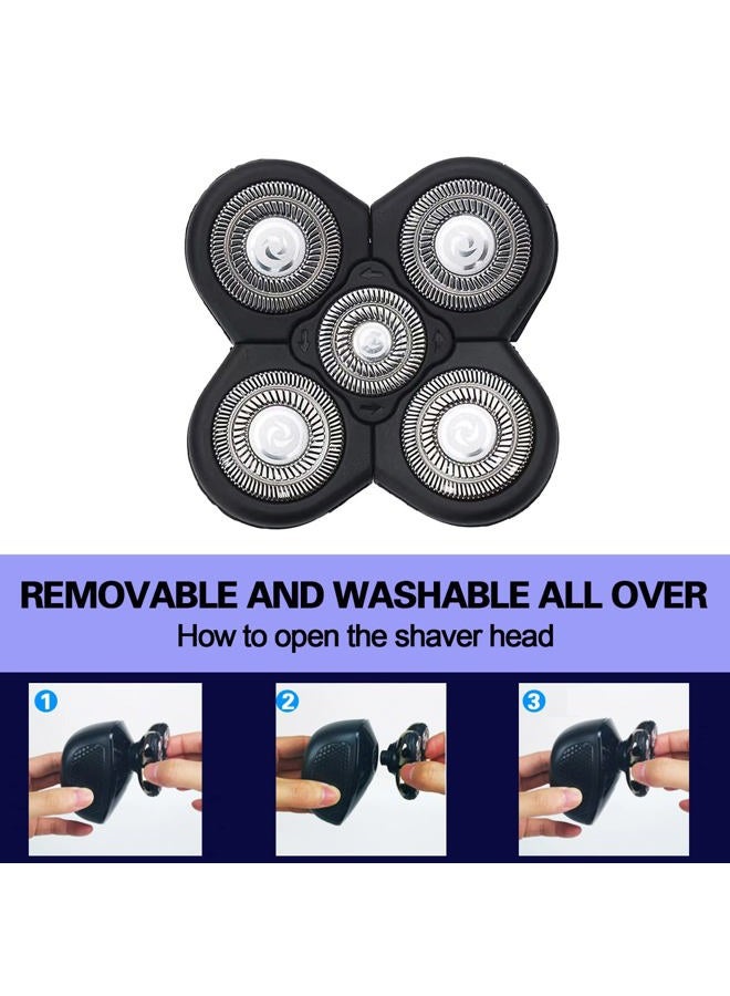 Auruveby 5 Blades Shaver Replacement Heads for Bald Men Easy to Clean Electric Shaver with Blade Cover - Image 4