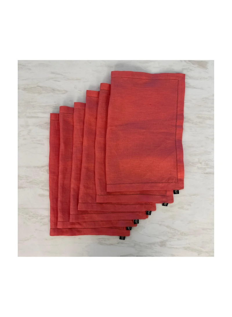 Tohfa Luxe Pink Linen Embroidered Placemats â€“ Set of 6 (35 x 50 cm)