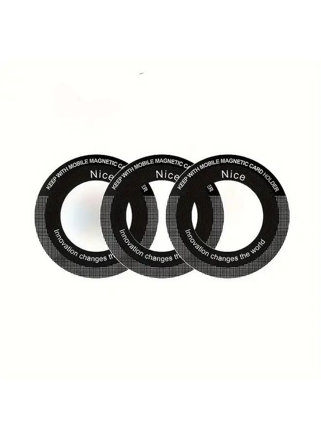 3Pcs Magnetic Ring Stickers Set With Base For Phone Mount Wireless Charging Dash Cam - Image 4