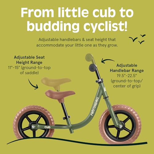 Retrospec Cub 2 Toddler 12 Balance Bike 18 Months 3 Years Old No Pedal Beginner Kids Bicycle for Girls Boys FlatFree Tires Adjustable Seat Durable Frame - Image 5