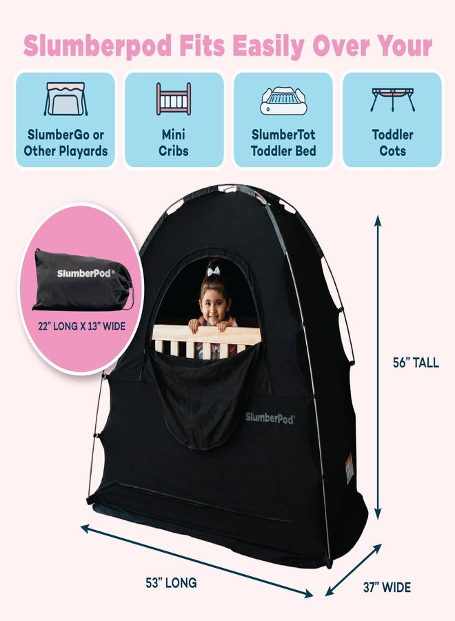SlumberPod The Original Blackout Sleep Tent Travel Essential for Babies and Toddlers, Mini Crib and Pack N Play Cover, Sleep Pod for Kids with Monitor Pouch and Fan Pouch, Blocks 99% Light, Black - Image 2