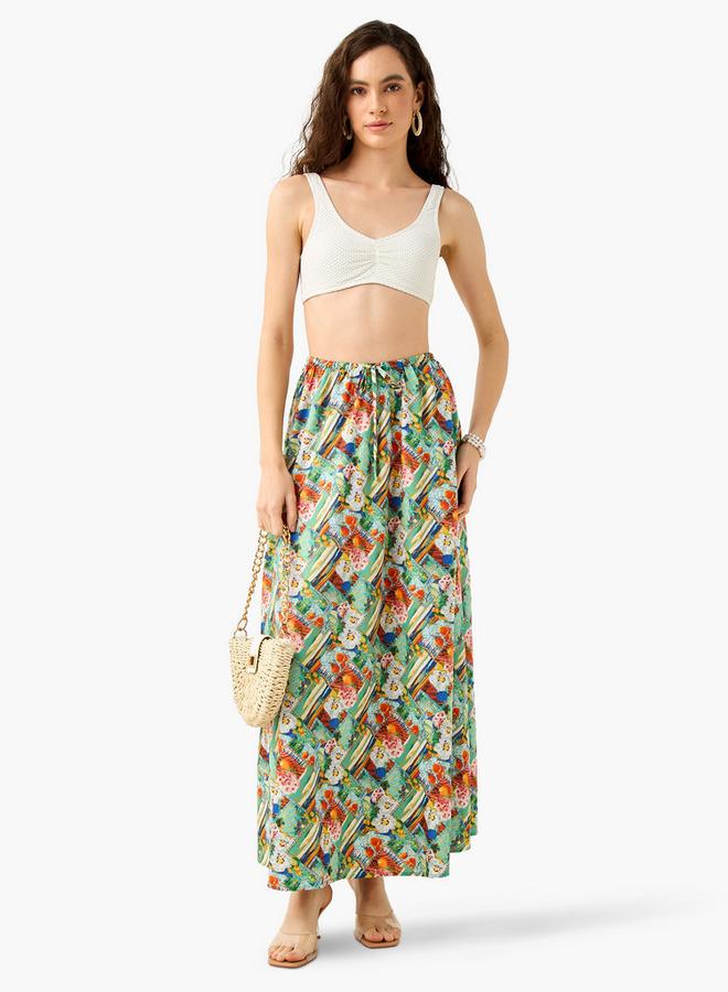 Splash FAV Printed Maxi Skirt with Tie-Up Detail - Image 2