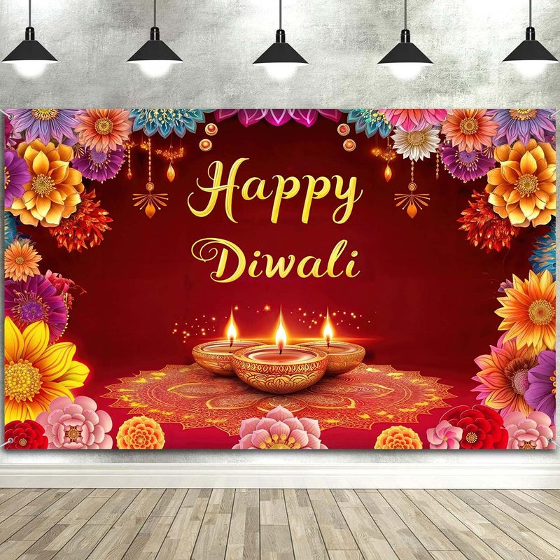 ARS Happy Diwali Backdrop for Home Diwali Banner Backdrop Festival of Lights Banner Deepavali Decorations Diwali Photo Booth Props Diwali Decorations - Image 3