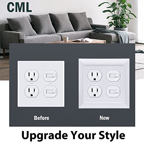 CML Hardware (2 Pack) CML Classic Double Duplex Wall Plate, 2-Gang Vintage Outlet Covers, Retro Wood Grain Design Beadboard Switch Plates, Impact Resistant, Standard Size 4.95”X 4.87”, White - Image 3