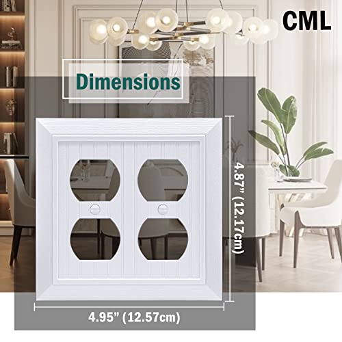 CML Hardware (2 Pack) CML Classic Double Duplex Wall Plate, 2-Gang Vintage Outlet Covers, Retro Wood Grain Design Beadboard Switch Plates, Impact Resistant, Standard Size 4.95”X 4.87”, White - Image 5