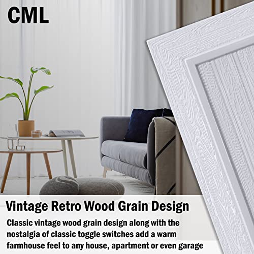 CML Hardware (2 Pack) CML Classic Double Duplex Wall Plate, 2-Gang Vintage Outlet Covers, Retro Wood Grain Design Beadboard Switch Plates, Impact Resistant, Standard Size 4.95”X 4.87”, White - Image 4