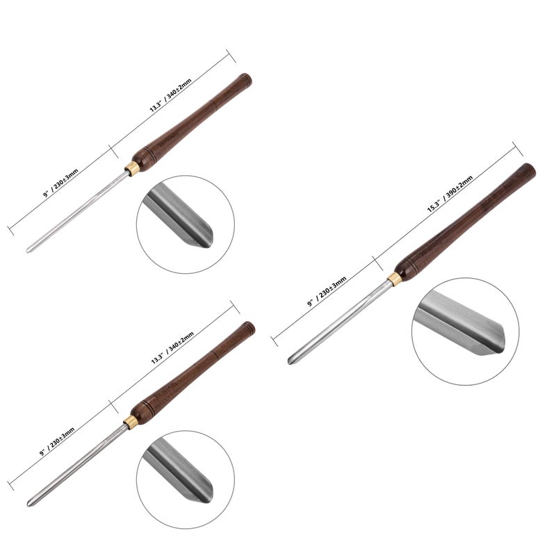 IMOTECHOM 3-Pieces HSS Bowl Gough Lathe Chisel Set Wood Turning Tools with Wooden Box, 1/4-Inches, 3/8-Inches and 1/2-Inches - Image 2