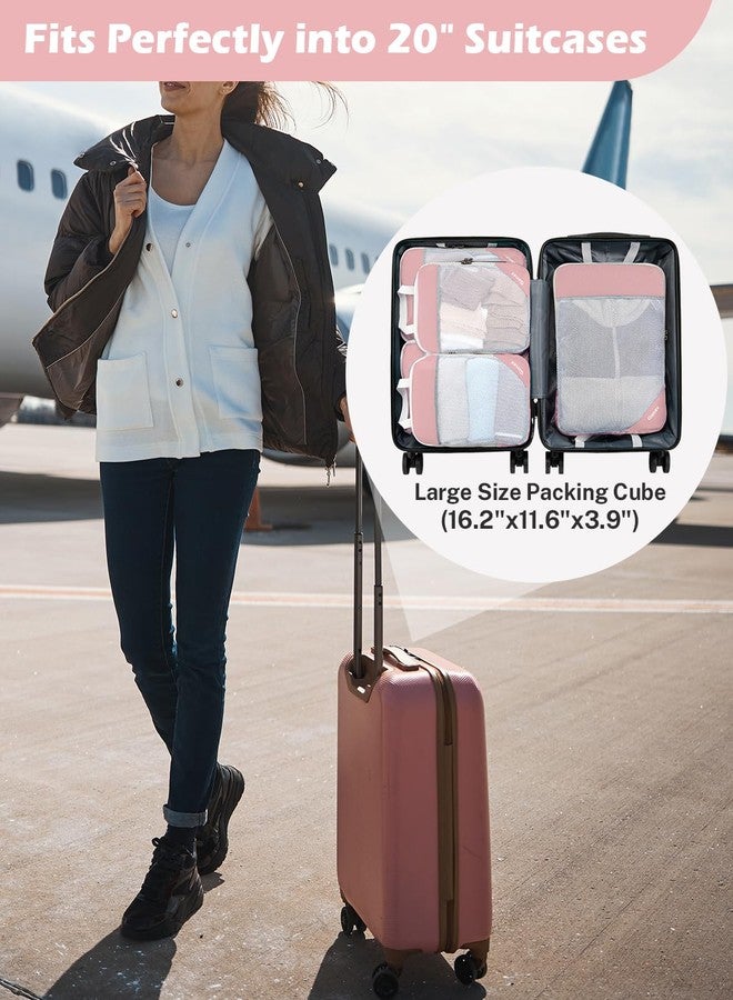 Gonex Compression Packing Cubes Mesh Organizers 1L+2M+2S+Laundry Bag Pink - Image 2