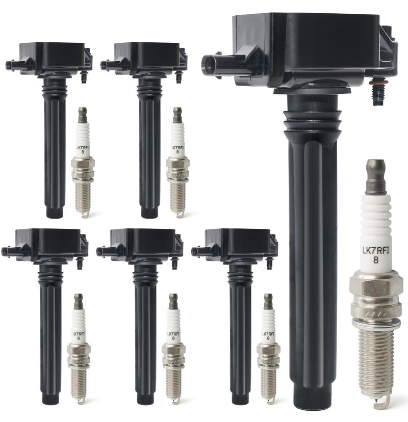 BELKEBIR Set of 6 Ignition Coil Packs & Iridium Spark Plugs Compatible with Dodge Challenger Durango Journey Grand Caravan, Chrysler 200 300, Jeep Grand Cherokee Wrangler, RAM 1500 3.6L V6 Replace UF648 97390 - Image 1