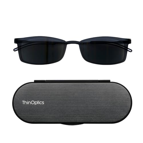 ThinOptics Reading Sunglasses Glasses, Rectangular/Black, 60mm + 1 - Image 1