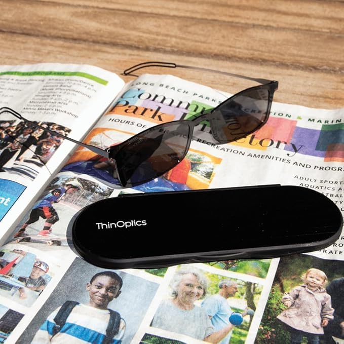 ThinOptics Reading Sunglasses Glasses, Rectangular/Black, 60mm + 1 - Image 3
