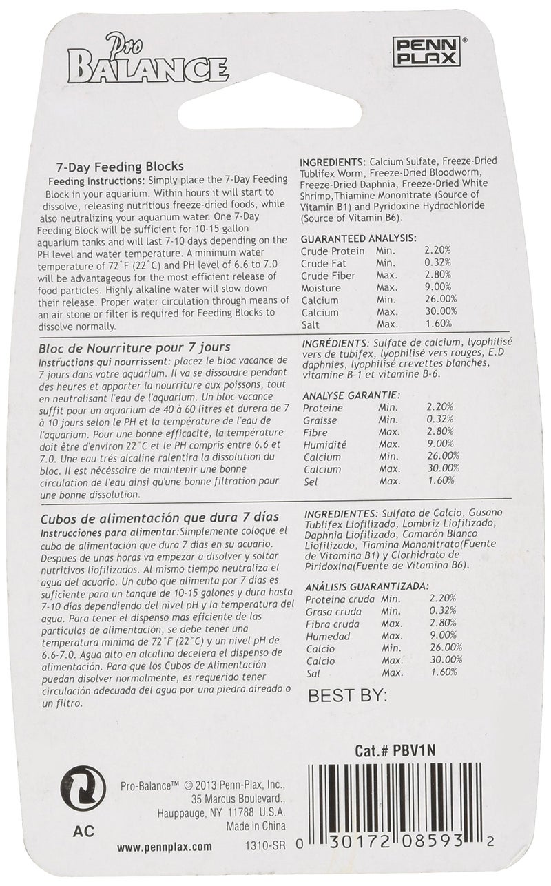 Penn Plax Penn-Plax Pro Balance 7-Day Betta Blocks Fish Food, Each Block is 0.75" Long x 0.5" Wide x 0.25" thic - Image 2