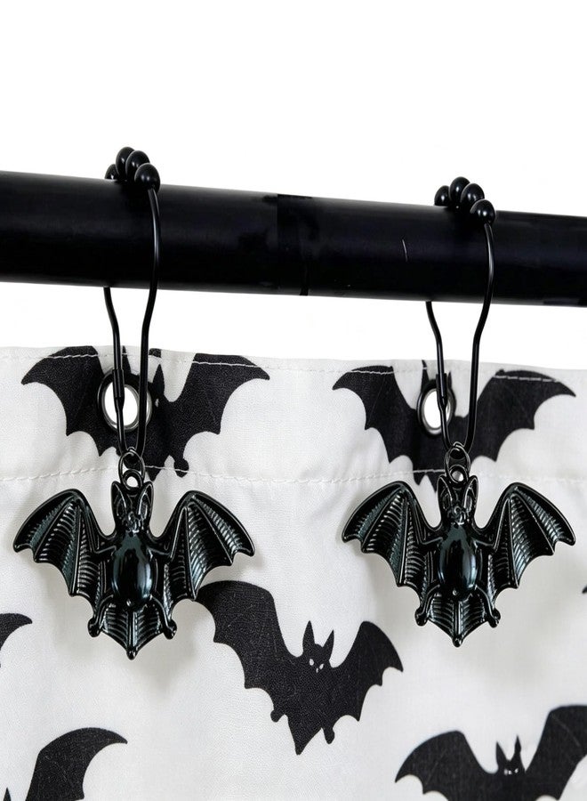 Daxingbu Bat Shower Curtain Hooks Rings,12Pcs Black Vampire Bats RustProof Metal Shower Curtain Rings,Vintage Halloween Party Gothic Theme Home Bathroom Decor - Image 5
