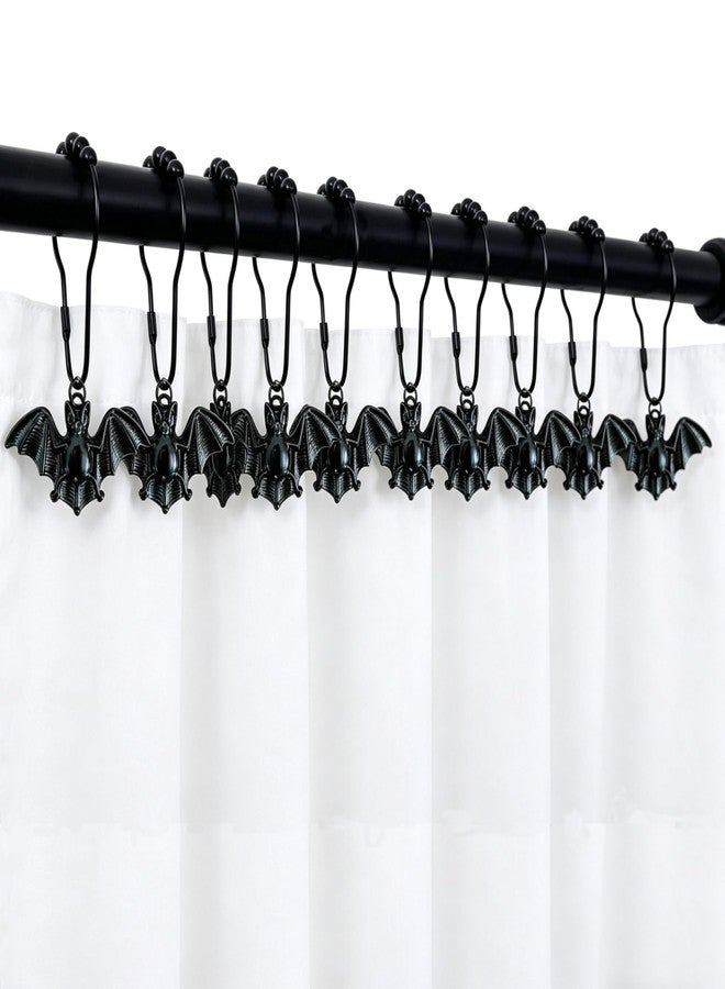 Daxingbu Bat Shower Curtain Hooks Rings,12Pcs Black Vampire Bats RustProof Metal Shower Curtain Rings,Vintage Halloween Party Gothic Theme Home Bathroom Decor - Image 4