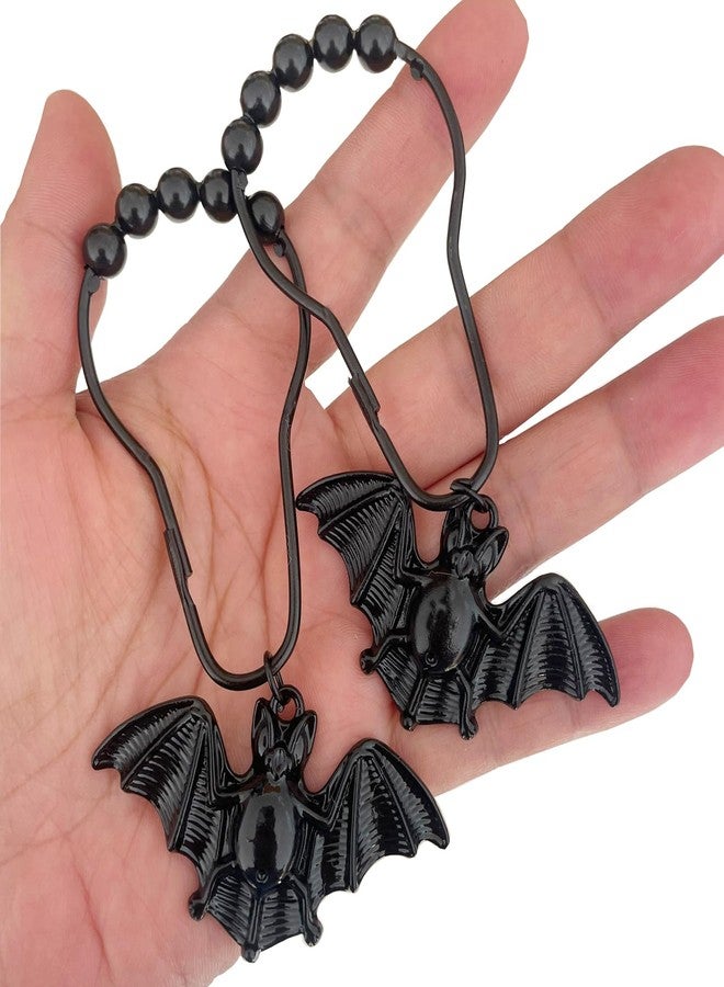 Daxingbu Bat Shower Curtain Hooks Rings,12Pcs Black Vampire Bats RustProof Metal Shower Curtain Rings,Vintage Halloween Party Gothic Theme Home Bathroom Decor - Image 2