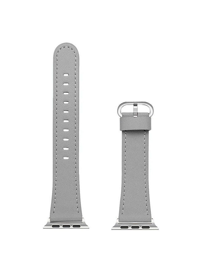 O Ozone Leather Strap For Apple Watch Series 10 | Ultra 2 | 8 Ultra | 9 | 8 | 7 | 6, 49/46/45/44/42mm , Premium Leather Replacement Wristband Women Men- Grey  - Image 1