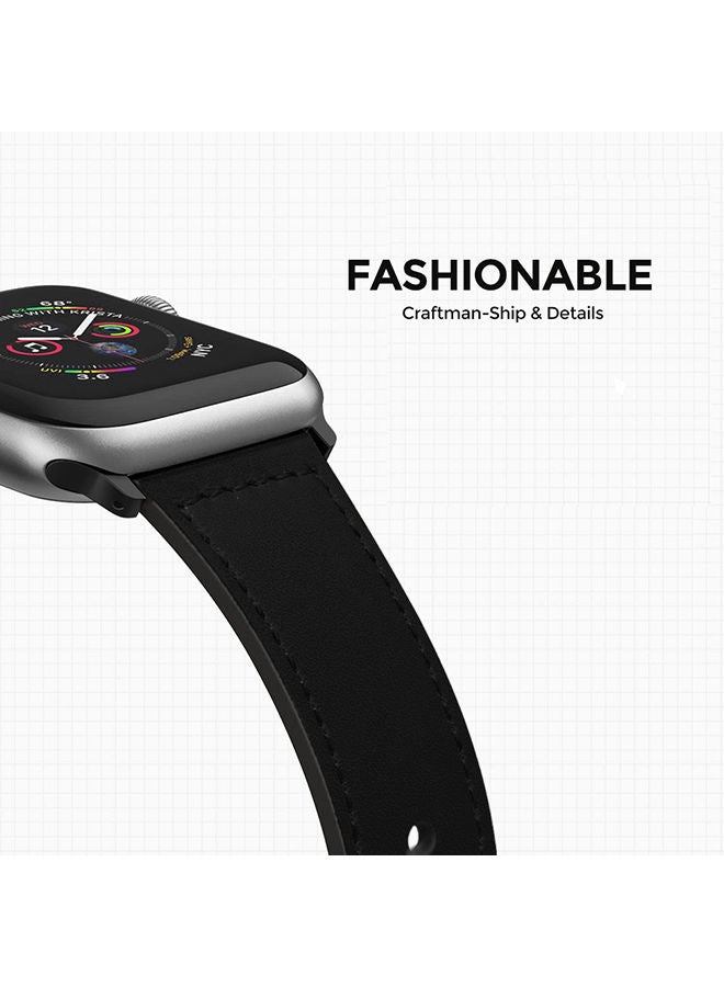 O Ozone Leather Strap For Apple Watch Series 10 | Ultra 2 | 8 Ultra | 9 | 8 | 7 | 6, 49/46/45/44/42mm , Premium Leather Replacement Wristband Women Men- Grey  - Image 5