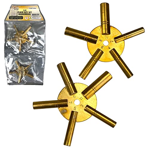 JEWEL TOOL JEWEL TOOL Universal Brass Clock Key Winder Set  2 Piece Set Includes Odd Even Numbers  Great for Windig Grandfather Clocks Antique Clocks Watchmakers Watch Repairs