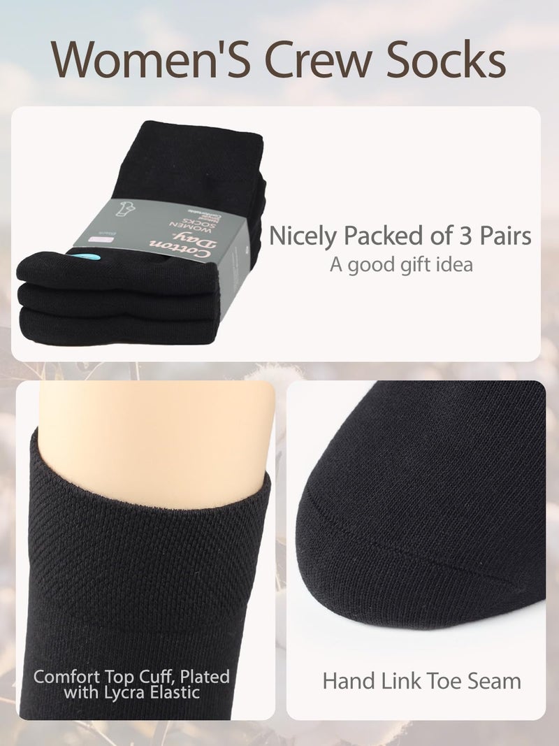 COTTON DAY Women's Soft Combed Cotton Dress Socks Seamless Toe (Black 9-11) - Image 5