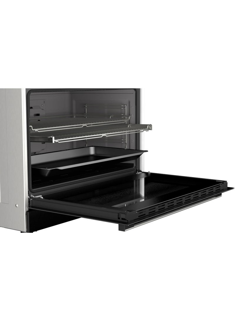 Bosch Series 8 HJYGGXV60Q Freestanding Gas Cooker, Stainless Steel, XXL 147L Oven, Full Catalytic Self-Cleaning, Rotisserie, 6 Cooking Functions HJYGGXV60Q Stainless steel, Black - Image 2