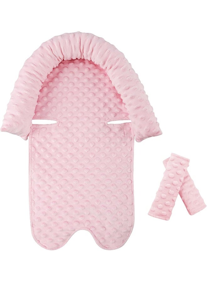 Pea Pod Car Seat Head Support Infant Baby Carseat Head Support & Strap Covers for Newborns Ultra Soft Minky Dotted Fabric Infant Car Seat Insert Perfect for Baby Carseats, Strollers, and Bouncers - Image 1