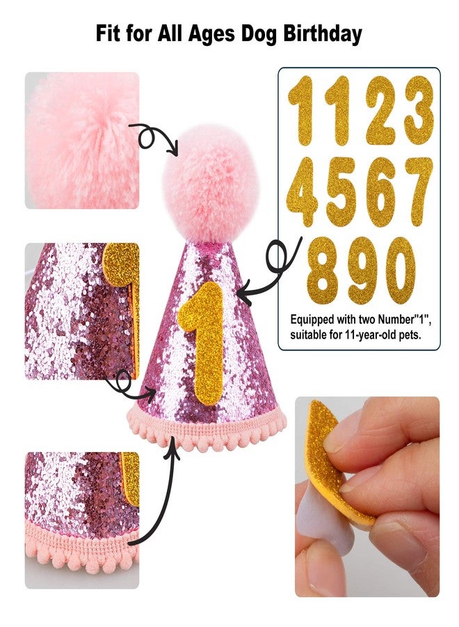 GAGILAND Dog Birthday Party Supplies Bandana Hat Banner Set Dog Boy Girl Cute Bow Tie Scarf Birthday Decorations (Pink with Balloon) - Image 5