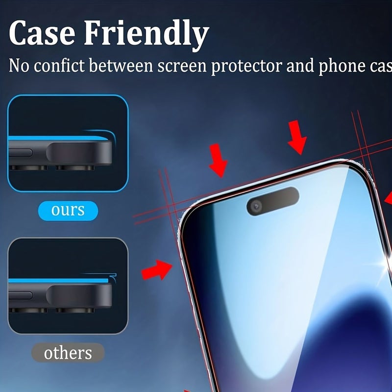3pcs Transparent Tempered Glass Screen Protector Compatible with iPhone 17 Pro Max Anti Scratch Easy Install - Image 3