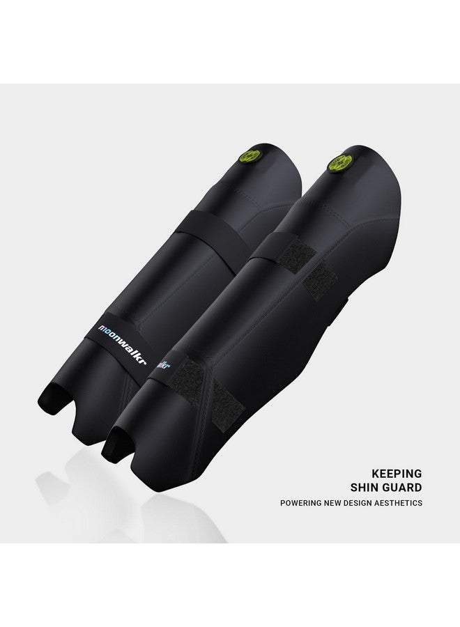 moonwalkr Cricket Keeping Shin Guards Wicket Keeper Pads Protective Gear for Keeper's Height (5'4" - 6'6") Cricket Wicket Keeping Pads Super Slim Gear Comes with a 3-inch Strap (Black, Adult) - Image 3