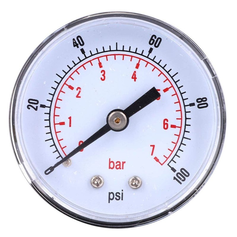 صمام نحاسي متين للضغط، وصلة خلفية BSPT 1/8، 0-100 رطل لكل بوصة مربعة، 0-7 بار، أداة قياس للهواء والماء والزيت - Image 5