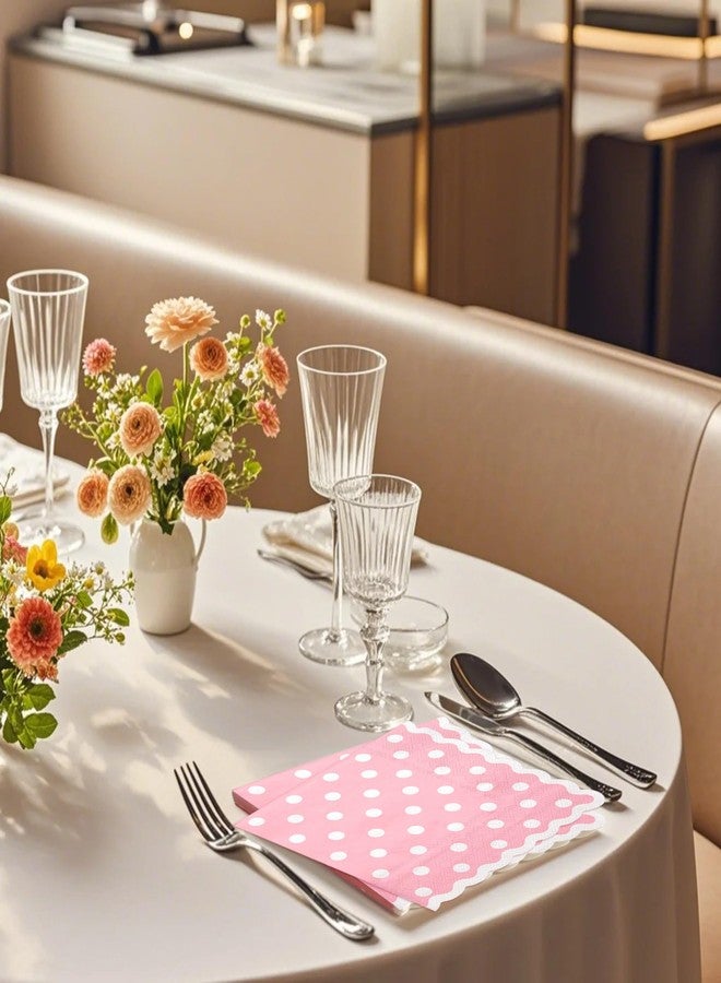 مجموعة مناديل كوكتيل منقطة وردية اللون من WRAPAHOLIC، 20 قطعة - مناديل ورقية منقطة وردية اللون بحواف مزخرفة، مثالية لحفلات الزفاف وحفلات استقبال المولود الجديد وحفلات الشاي وحفلات الحدائق وحفلات أعياد الميلاد - 5 × 5 بوصة - Image 5