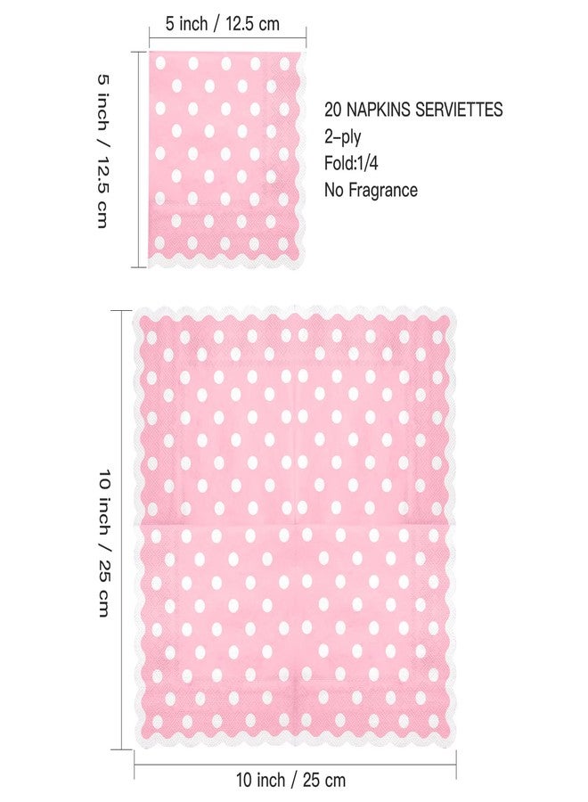 مجموعة مناديل كوكتيل منقطة وردية اللون من WRAPAHOLIC، 20 قطعة - مناديل ورقية منقطة وردية اللون بحواف مزخرفة، مثالية لحفلات الزفاف وحفلات استقبال المولود الجديد وحفلات الشاي وحفلات الحدائق وحفلات أعياد الميلاد - 5 × 5 بوصة - Image 2
