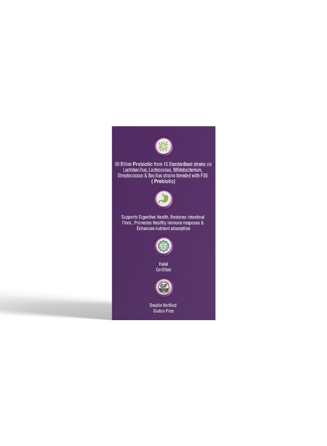 iRemedies iProbiotic Support 50 Billion – High-Potency Probiotic for Digestive and Immune Health – 60 Capsules - Image 5