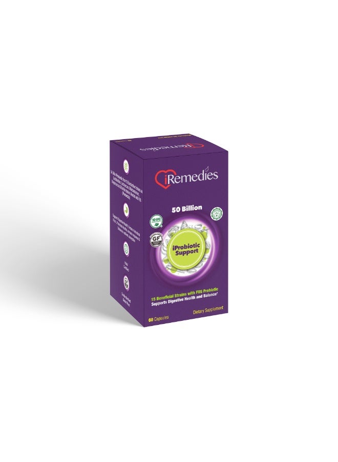 iRemedies iProbiotic Support 50 Billion – High-Potency Probiotic for Digestive and Immune Health – 60 Capsules - Image 3