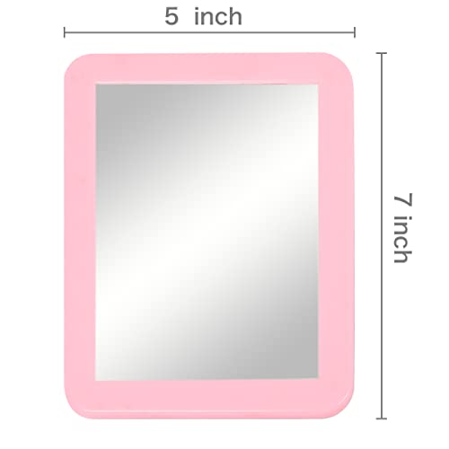 ARTLYMERS Magnetic Locker Mirror, 5x7 Real Glass Small Mirrors for Locker with Magnetic Backing, for School Locker, Bathroom, Household Refrigerator, Locker Accessory (Pink) - Image 2