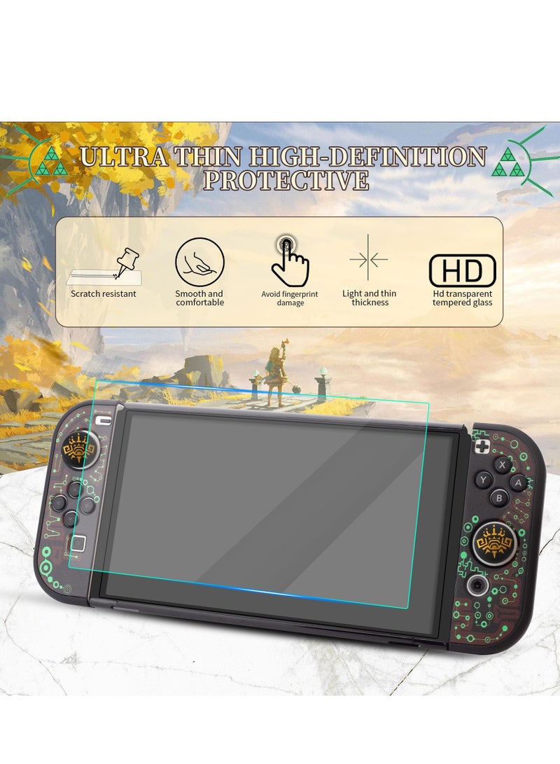 Excefore Carrying Case for Nintendo Switch OLED of Zelda, Black Travel Case with Waterproof Protective Cover, Glass Screen Protector, 2 Thumb Caps (for Tears of The Kingdom) - Image 4
