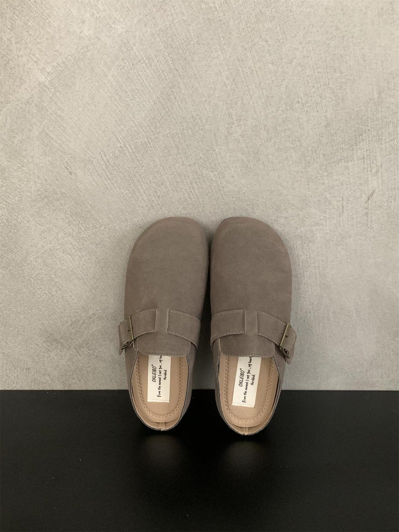 Boken Shoes 2025 Spring & Fall New Style Comfortable Lazy One-Leg Retro Casual Flats-Soled Toe-Cap Half Slippers For Women To Wear Outside - Image 1