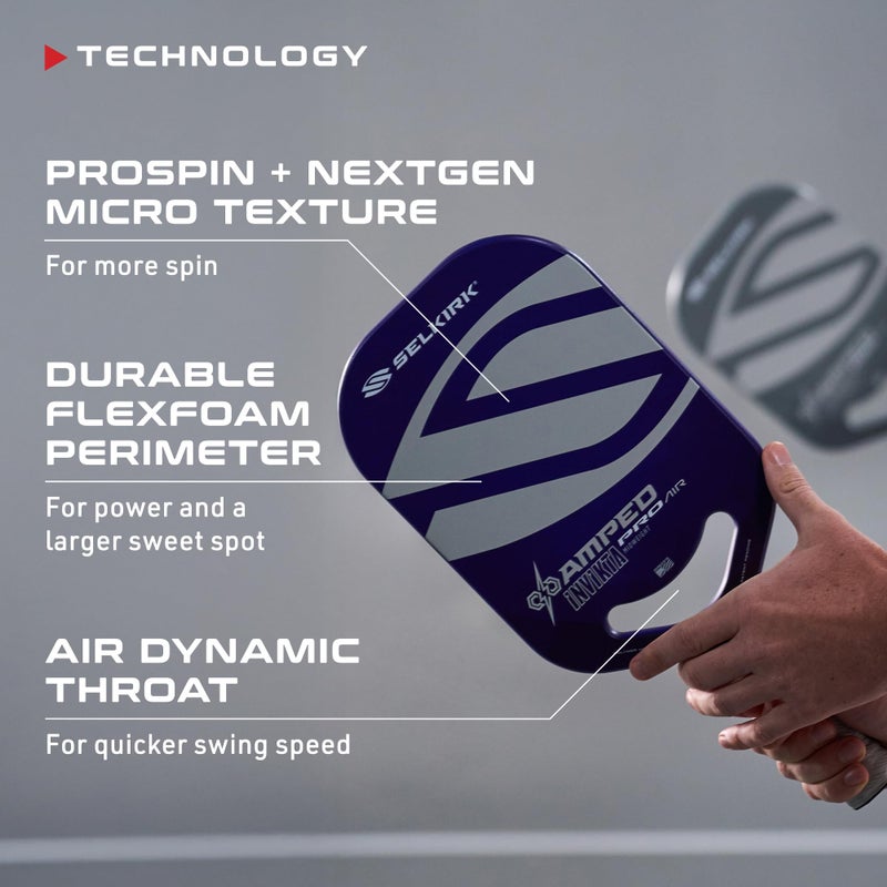 Selkirk Sport Amped Pro Air 2025 Pickleball Paddle | Fiberglass Pickleball Paddles with a Polypropylene X5+ 16mm Core | Throatflex | Flex Foam | Pickleball Rackets Made in The USA | Epic Purple - Image 4