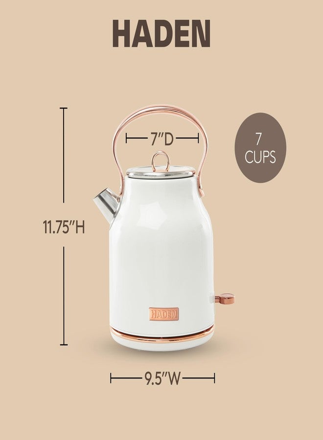 Haden Heritage 1.7 Liter Stainless Steel Electric Kettle, Hot Water Kettle with 360-Degree Base and Auto Shutoff, Ivory & Copper - Image 4