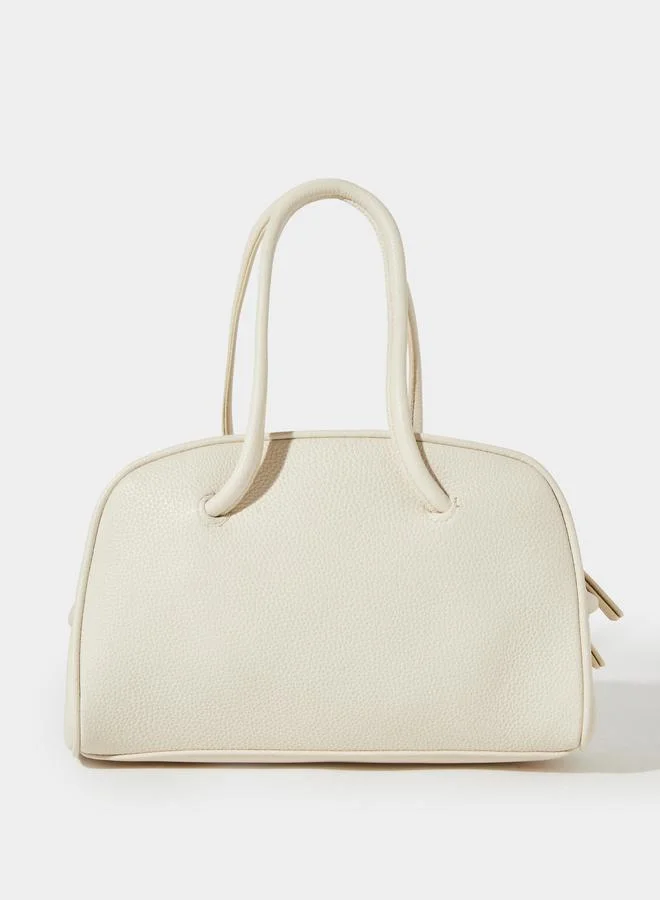 ستايلي Off White Textured Knot Detail Handbag